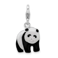 Enameled Panda Bear Pendant (Silver)