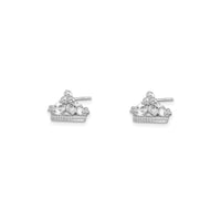Zirconia Tiara/Crown Stud Earrings (Silver)
