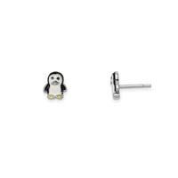 Enamel Penguin Stud Earrings (Silver)