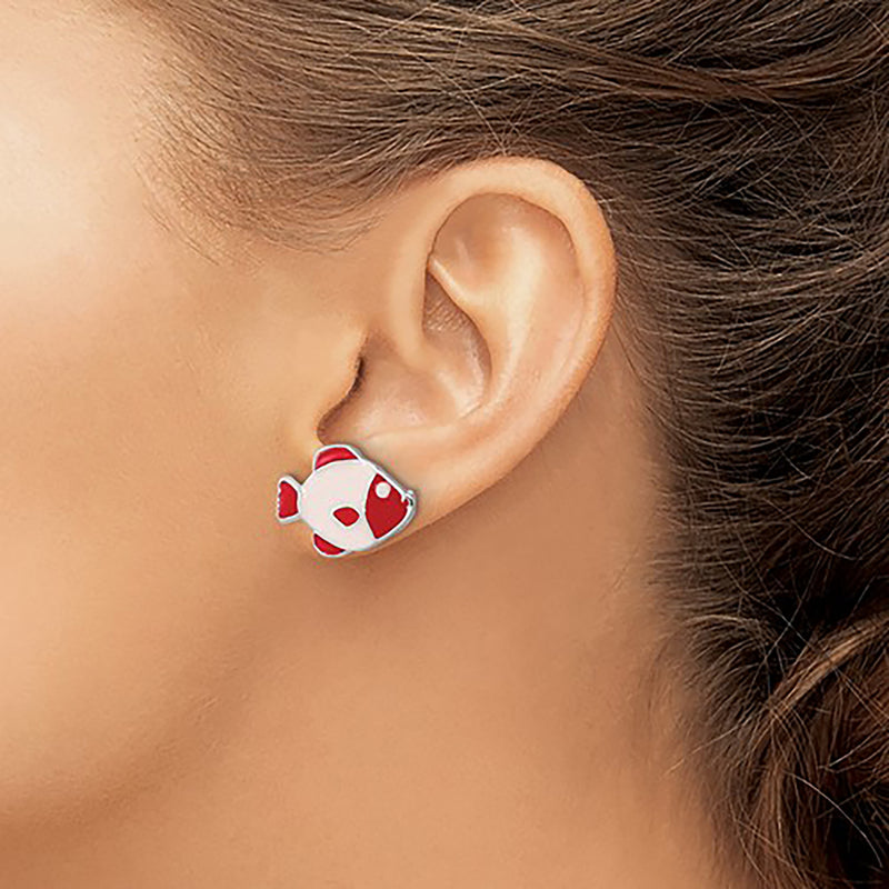 Red & Pink Fish Stud Earrings (Silver)