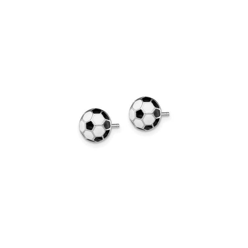 Enamel Soccer Ball Stud Earrings (Silver)