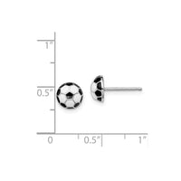 Enamel Soccer Ball Stud Earrings (Silver)