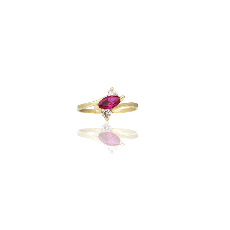 Marquise-Cut Color Gemstone Bypass Ring (14K)