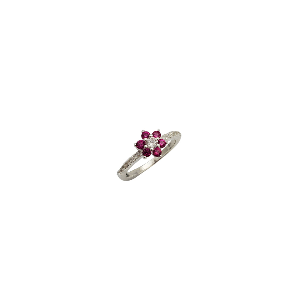 July Cz Flower Baby-Sized Ring ( Silver)