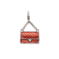 Enameled 3D-Purse with Lobster Clasp Charm Pendant (Silver)