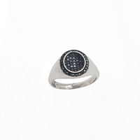 Crni CZ prsten ovalnog oblika (srebrni)