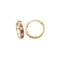 Multi-Color CZ Huggie Earrings (14K)