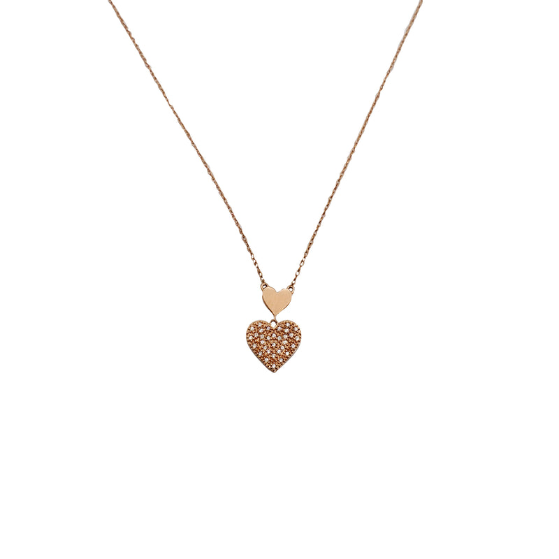 Cubic Zirconia Hearts Fancy Necklace 10K)