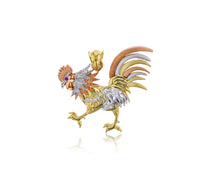Tricolor Rooster Pendant (14K)