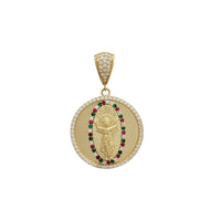 Circular Frame Multicolor Baby Jesus Pendant (14K)
