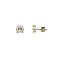 Diamond Baguette & Round Stud Earrings (14K)