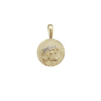 White Crown Jesus Circle Medallion Pendant (14K)