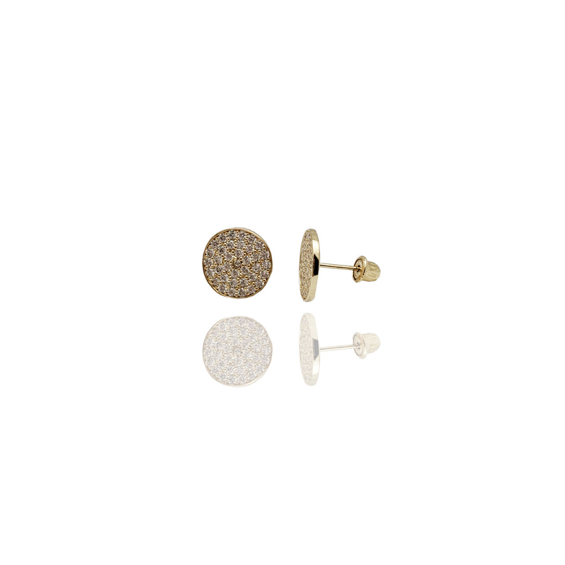 Iced-Out Radial Disc Stud Earrings (14K)
