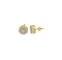 Iced-Out Diamond Round Stud Earrings (14K)