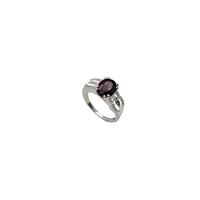 CZ Accent Oval Ruby Ring (Silver)
