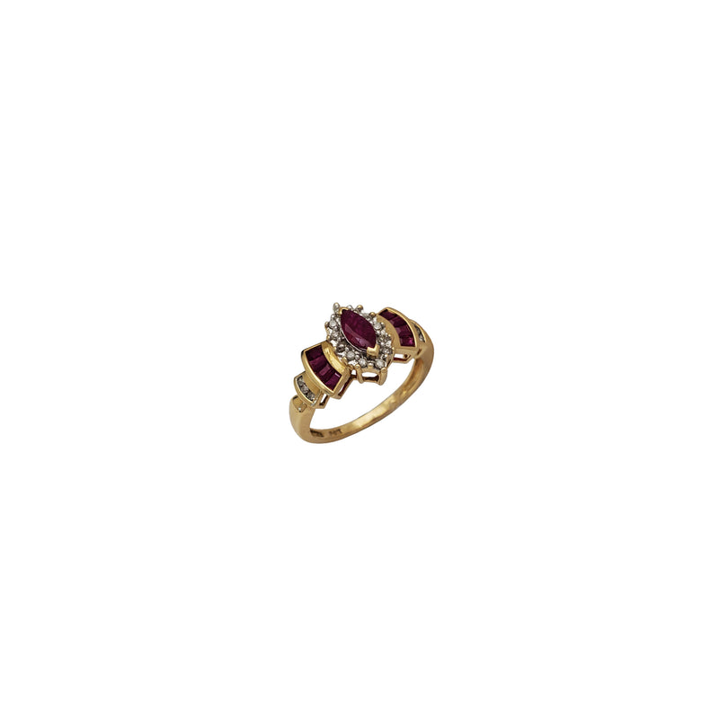 Ruby & Diamond Marquise Ribbon Shape Ring (14K)