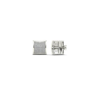 White Gold Diamond Square Dome Stud Earrings (14K)