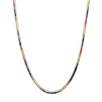 റെയിൻബോ ചാനൽ ക്രമീകരണം CZ ടെന്നീസ് ചെയിൻ (വെള്ളി) Popular Jewelry ന്യൂയോർക്ക്