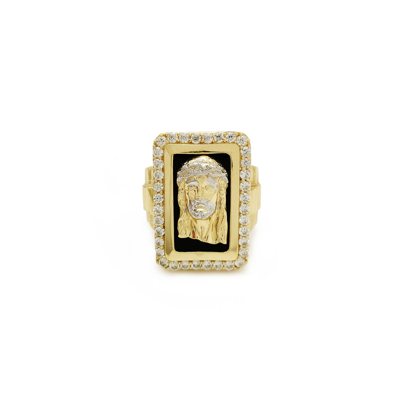 Rectangle Halo Jesus Head Presidential Ring (14K) Popular Jewelry New York