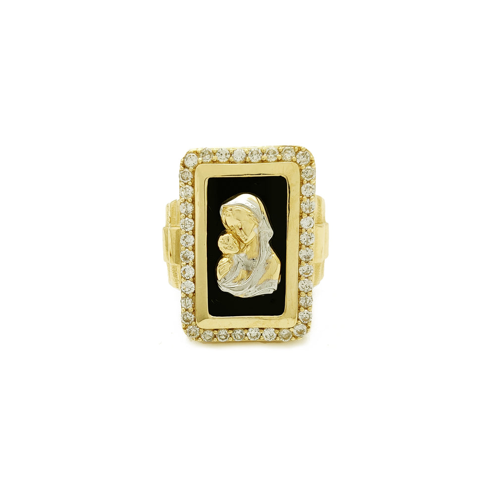 Rectangle Halo Virgin Mary Presidential Ring (14K) Popular Jewelry New York