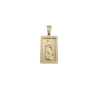 Rectangular Frame Virgin Mary CZ Pendant (14K)