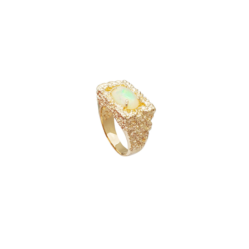 Rectangular Nugget Opal Ring (14K)