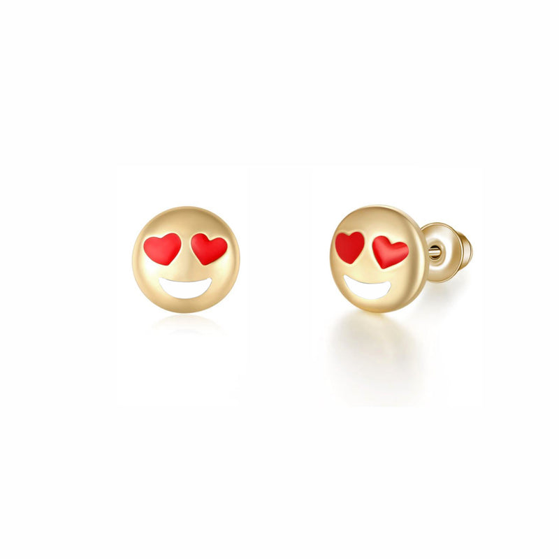 Heart Eyes Emoji Earrings (14K)