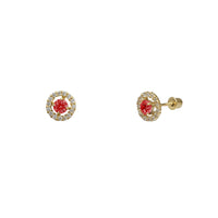 Zirconia Round Halo Stud Earrings