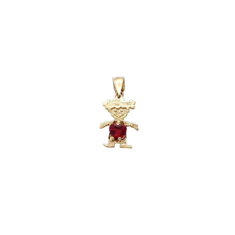 Red Stone Little Girl Pendant (14K) Popular Jewelry New York