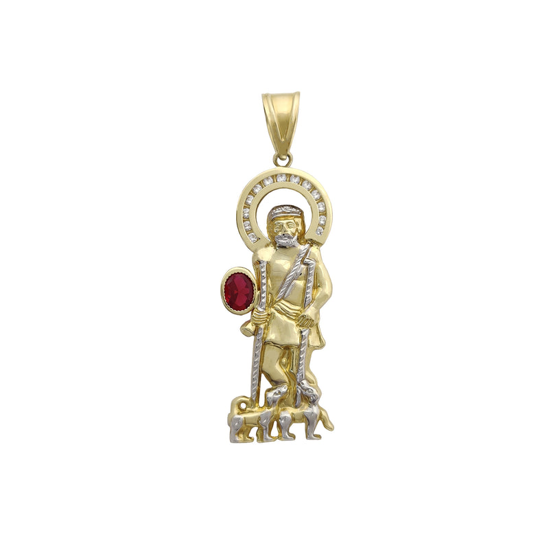 Red Stone Saint Lazarus Pendant (14K) Popular Jewelry New York