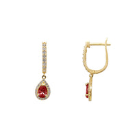 Rooi traan U-vormige Huggie-hangende oorbelle (14K) Popular Jewelry NY