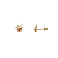 Zirconia Deer Head Stud Earrings (14K)