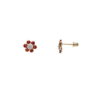 Zirconia Flower Stud Earrings (14K)