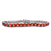 Raudona cirkonio oksido apvali teniso apyrankė (sidabrinė) Popular Jewelry NY
