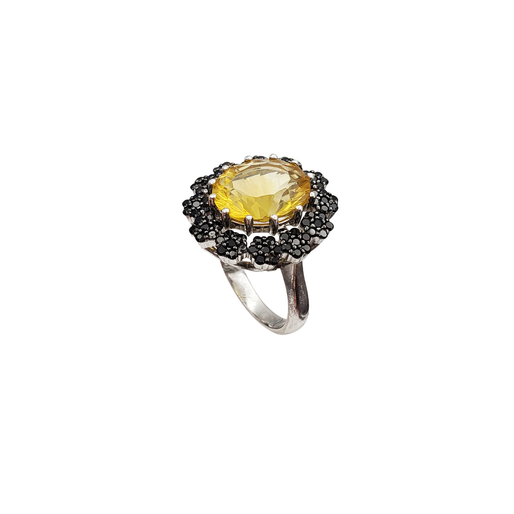 Zirconia Sunflower Ring (Silver)