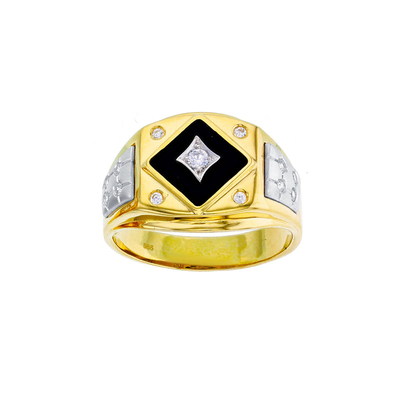 Rhomb Black Onyx Men's Ring (14K) Popular Jewelry New York