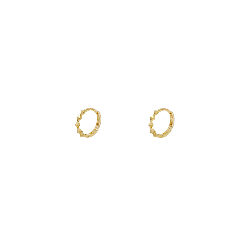 Yellow Gold Rhombus Huggie Earrings (14K) Popular Jewelry New York