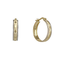 Rhombus Pattern Diamond Cuts Hoop Earrings (14K) Popular Jewelry New York