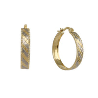 Rhombus Pattern Matte Finish Hoop Earrings (14K) Popular Jewelry New York