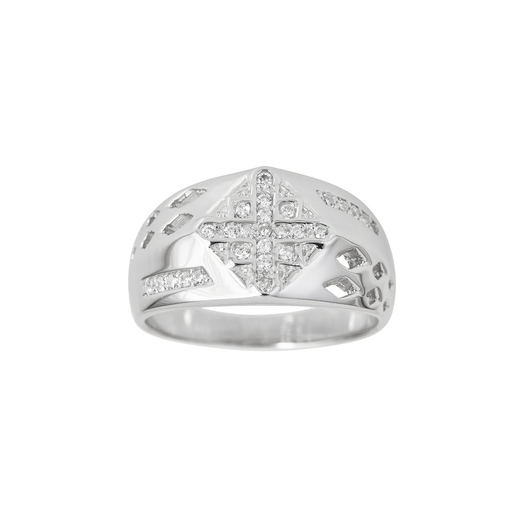 Rhombus Pave Men's Ring (Silver) Popular Jewelry New York