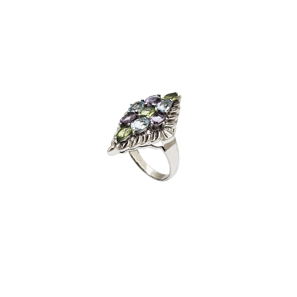 Rhombus Shielded CZ Ring (Silver)