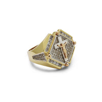 Rhombus Shaped Crucified Jesus Ring (14K) Popular Jewelry New York