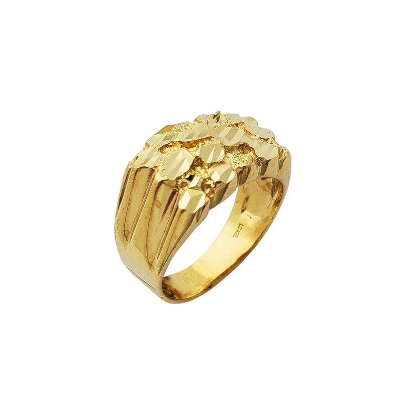 Ridged Diamond Cuts Nugget Ring (10K) Popular Jewelry New York