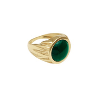 Muški prsten s rebrastim okruglim žadom (14K) Popular Jewelry New York