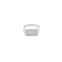 [Hollow] Brushed Finish Rectangle Signet Ring (Silver)