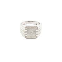 [Hollow] Iced-Out Zirconia Rectangular Signet Ring (Silver)