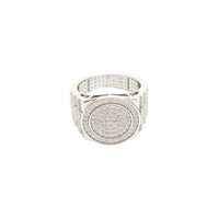 [Hollow] Iced-Out Double Circle Signet Ring (Silver)