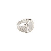 [Hollow] Iced-Out Double Circle Signet Ring (Silver)