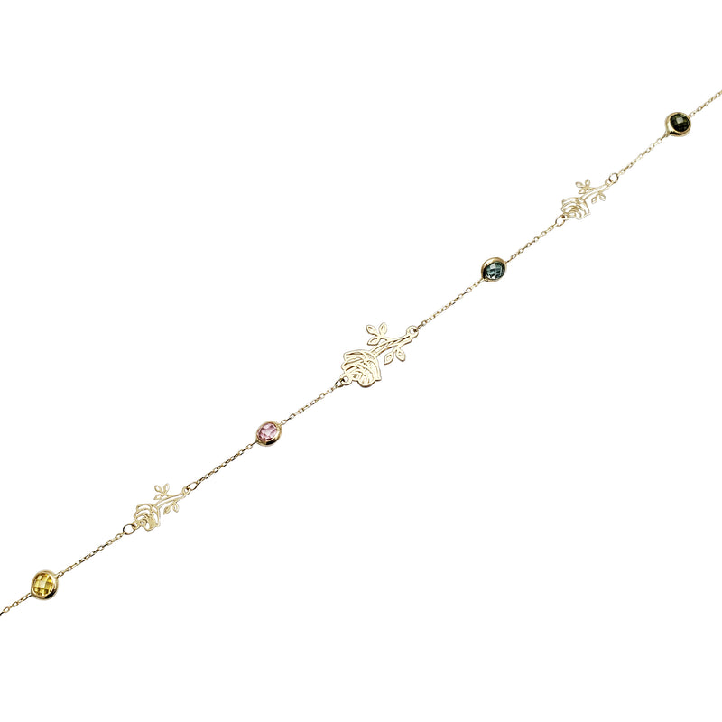 Rose CZ Anklet (14K)