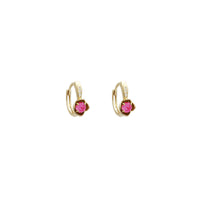Zirconia Rose Huggie Earrings (14K)